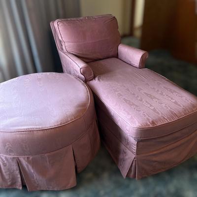 Chaise Boudoir Lounge Chair w Oversized Ottoman