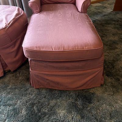 Chaise Boudoir Lounge Chair w Oversized Ottoman