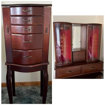 Lot of 2 - Jewelry Armoire & Cabinet