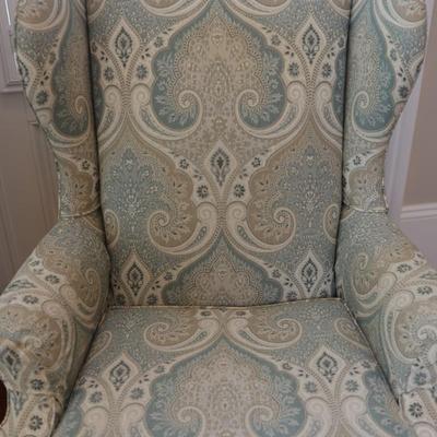 Vintage Tall Wingback Chair with Elegant Paisley Upholstery