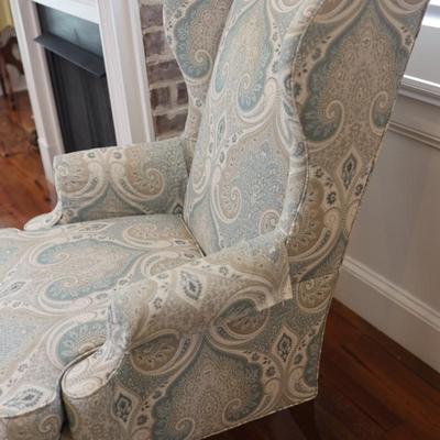 Vintage Tall Wingback Chair with Elegant Paisley Upholstery