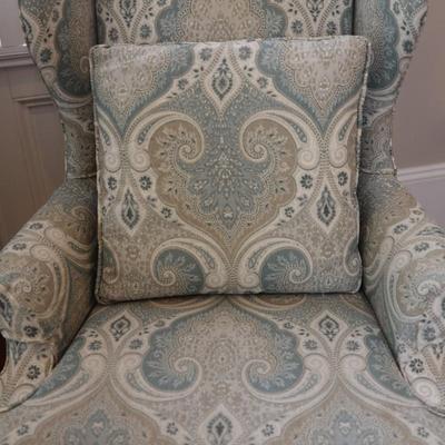 Vintage Tall Wingback Chair with Elegant Paisley Upholstery