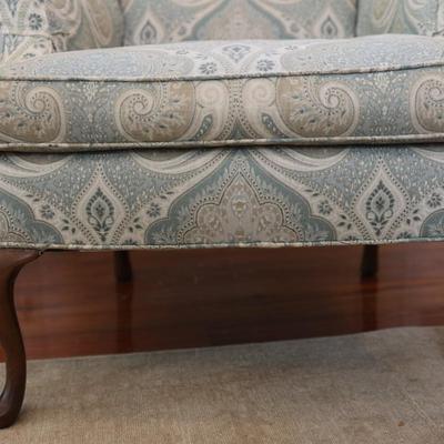 Vintage Tall Wingback Chair with Elegant Paisley Upholstery