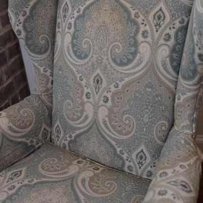 Vintage Tall Wingback Chair with Elegant Paisley Upholstery