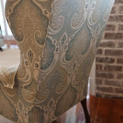 Vintage Tall Wingback Chair with Elegant Paisley Upholstery