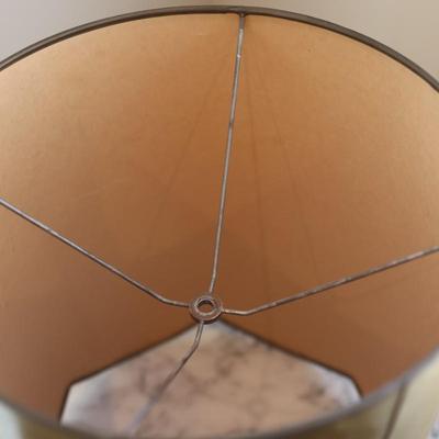 Vintage Hollywood Regency Table Lamp with Ornate Base and Gold Shade