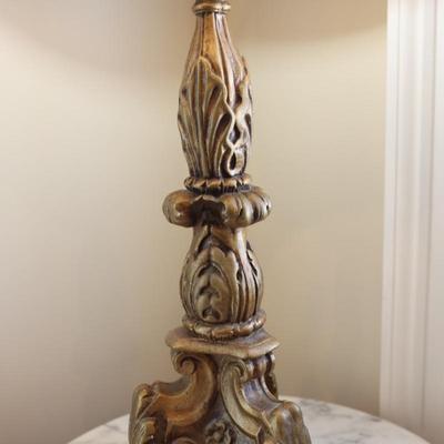 Vintage Hollywood Regency Table Lamp with Ornate Base and Gold Shade
