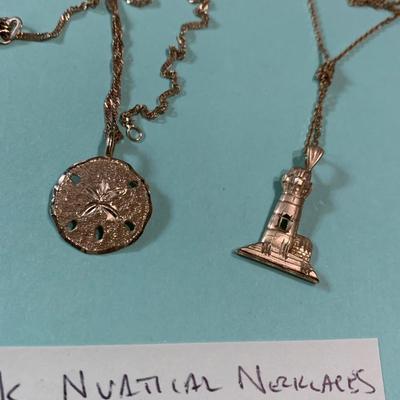 14k Gold Nautical Theme Pendants/Necklace Lot