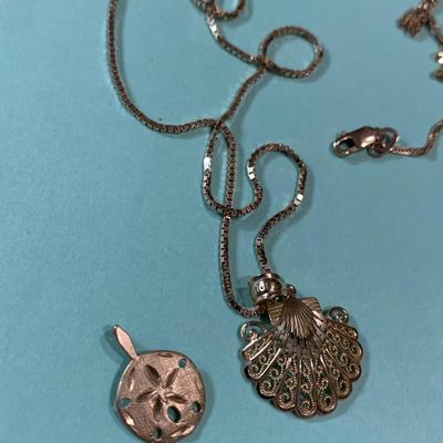 14k Gold Nautical Theme Pendants/Necklace Lot