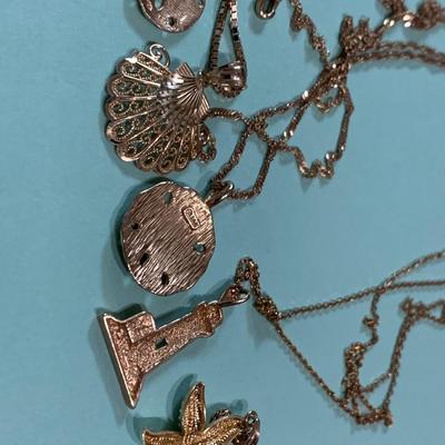 14k Gold Nautical Theme Pendants/Necklace Lot