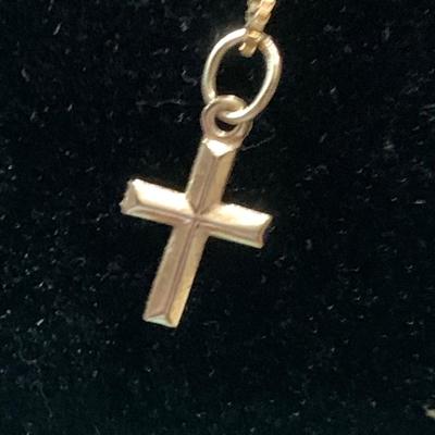 14k Cross Pendant on Necklace