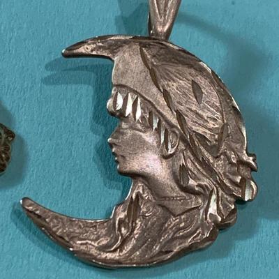 14k Yellow Gold Pendants Lot Moon/Egyptian Pharaoh