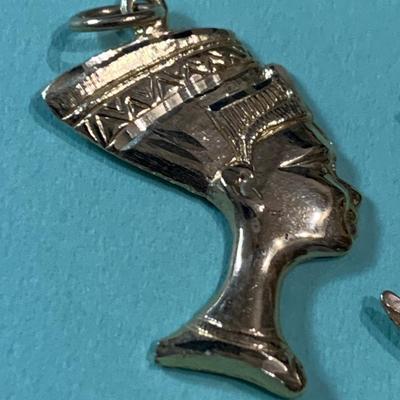 14k Yellow Gold Pendants Lot Moon/Egyptian Pharaoh