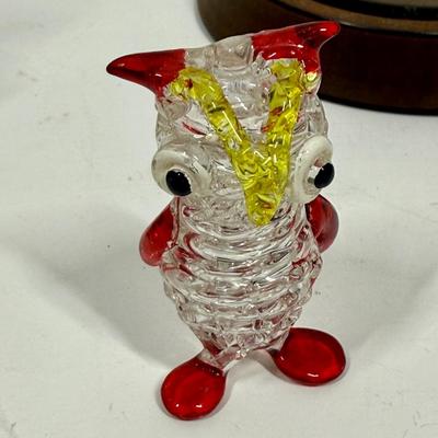 Hand-Blown Glass Figurines & Display Lot - Clown Hummingbird Cactus tree