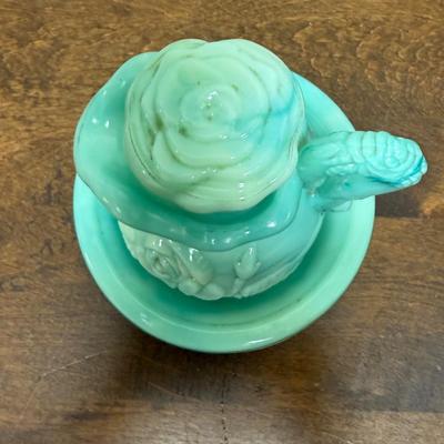 Vintage 1970s Avon Slag Glass Bowl and Pitcher Moonwind Foaming Bath Oil Bottle and Bowl