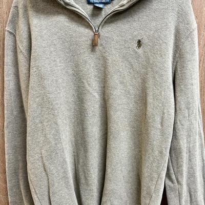 Ralph Lauren Polo Men's 1/4 Zip Long Sleeve Shirt Gray - Medium