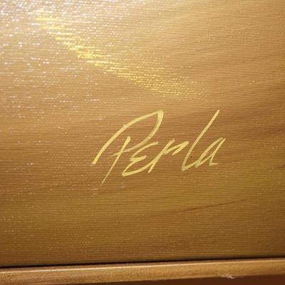 MCM DECORATIVE FLORAL PAINTING ON BOARD SIGNED PERLA