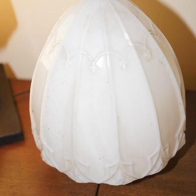 PAIR OF EARLY 20TH CENTURY MILKGLASS PATTERN CEILING LIGHTS FROM THE MADISON EAST HIGH SCHOOL REMODEL OF 1920'S ACORN PATTERN