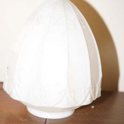 PAIR OF EARLY 20TH CENTURY MILKGLASS PATTERN CEILING LIGHTS FROM THE MADISON EAST HIGH SCHOOL REMODEL OF 1920'S ACORN PATTERN