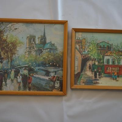 VERY COLORFUL CLASSIC MCM LITHOGRAPHS FRENCH STREET SCENES PAIR
