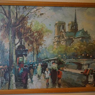 VERY COLORFUL CLASSIC MCM LITHOGRAPHS FRENCH STREET SCENES PAIR