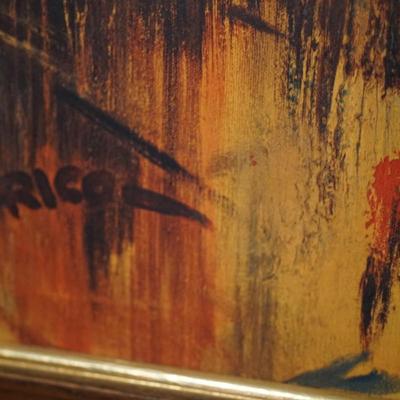 MCM 1970'S PHOTO PRINT ON BOARD OF CITYSCAPE ABSTRACT SIGNED RICO