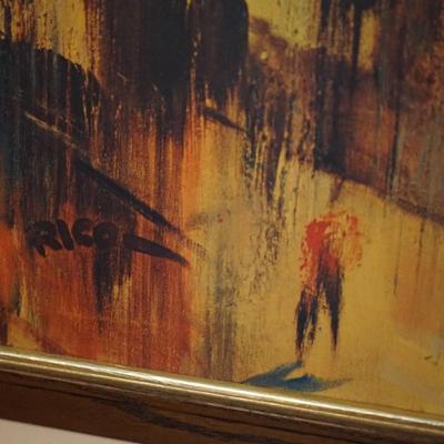 MCM 1970'S PHOTO PRINT ON BOARD OF CITYSCAPE ABSTRACT SIGNED RICO