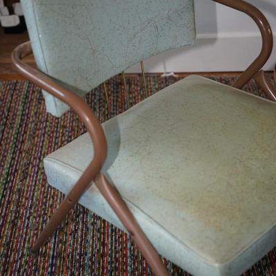 1960's SIDE CHAIR WITH METAL TUBULAR FRAME/ PLASTIC VINYL