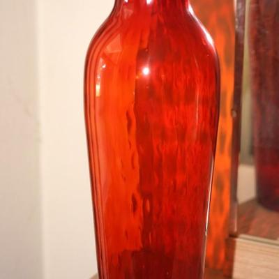 1960'S ITALIAN AMBERINA GLASS BUBBLE EFFECT 22" HEIGHT VASE