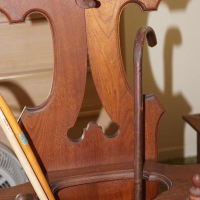 ANTIQUE 1890-1910 MAHOGANY HALL STAND FOR HATS & CANES / W MIRROR