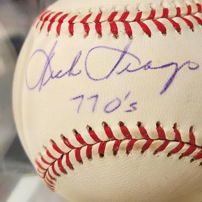 Lot of 4 OMLB Signed Autographed Baseballs Woody Held Dick Drago Cesar Devarez Jeffery Hammonds
