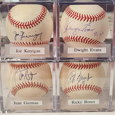 Lot of 4 OMLB Signed Autographed Baseballs Joe Kerrigan, Jaun Guzman, Dwight Evans, Ricky Bones
