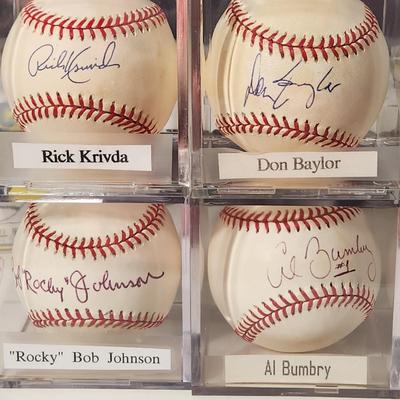 Lot of 4 OMLB Signed Autographed Baseballs Rick Krivda Don Bayloy Rocky Bob Johnson Al Bumbry #1