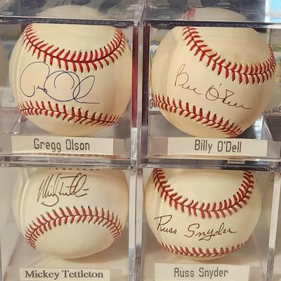 Lot of 4 OMLB Signed Autographed Baseballs Gregg Olson,,Billy O'Dell, Mickey Tettleton , Russ Snyder