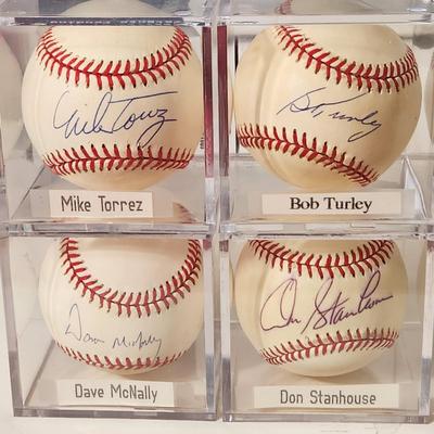 Lot of 4 OMLB Signed Autographed Baseballs Mike Toorez, Bob Turley, Dave McNally, Don Stanhouse