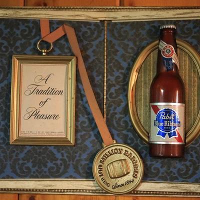 VINTAGE PABST BEER SIGN - 100 MILLION BARRELS COMMERATIVE SIGN