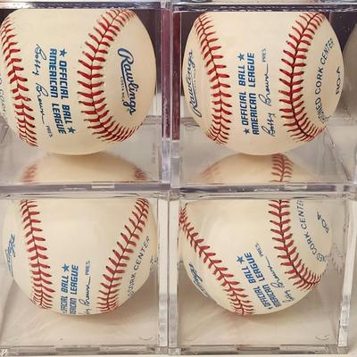 Lot of 4 OMLB Signed Autographed Baseballs Gene Woodling, Harold Reynolds, Larry Sheets, Lonnie Smith