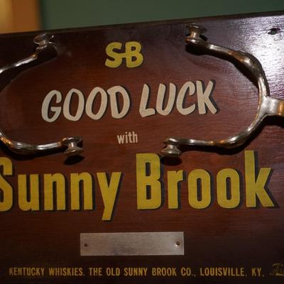 ORIGINAL DIMENSIONAL "SUNNY BROOK" KENTUCKY WHISKEY SIGN/W METAL SPURS