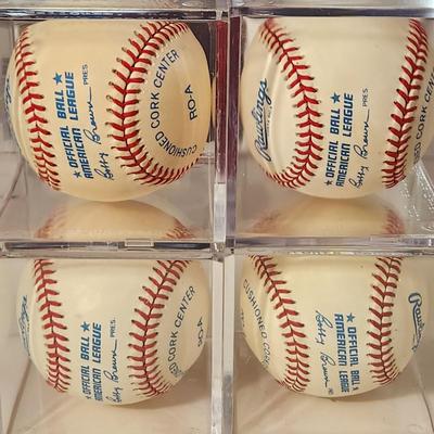 Lot of 4 OMLB Signed Autographed Baseballs Hank Bauer, Dave Johnson, Tippy Martinez, Mark Belanger