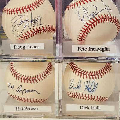 Lot of 4 OMLB Signed Autographed Baseballs Doug Jones PTL, Pete Incaviglia, Hal Brown, Dick Hale
