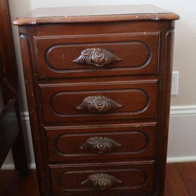 Victorian Walnut Continental Furniture Co. Solid Bed Frame and Night Stand