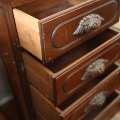 Victorian Walnut Continental Furniture Co. Solid Bed Frame and Night Stand