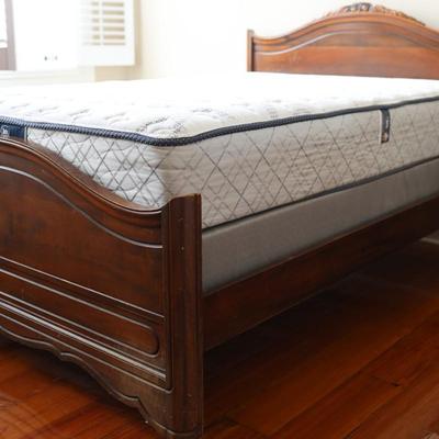Victorian Walnut Continental Furniture Co. Solid Bed Frame and Night Stand