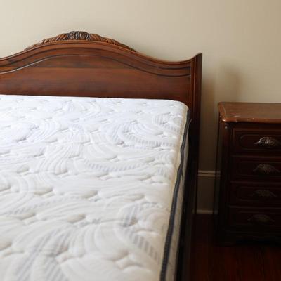 Victorian Walnut Continental Furniture Co. Solid Bed Frame and Night Stand