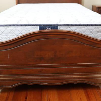 Victorian Walnut Continental Furniture Co. Solid Bed Frame and Night Stand