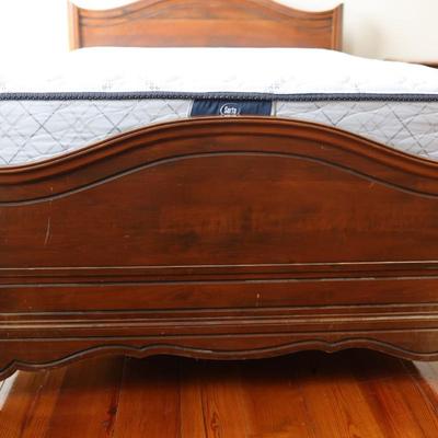 Victorian Walnut Continental Furniture Co. Solid Bed Frame and Night Stand