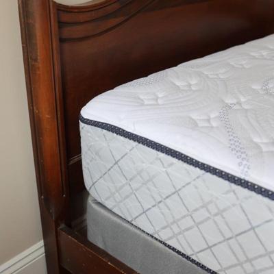 Victorian Walnut Continental Furniture Co. Solid Bed Frame and Night Stand