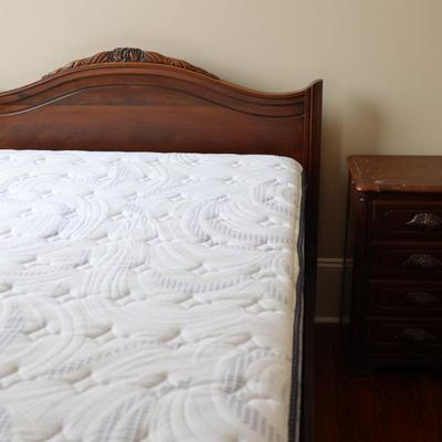 Victorian Walnut Continental Furniture Co. Solid Bed Frame and Night Stand