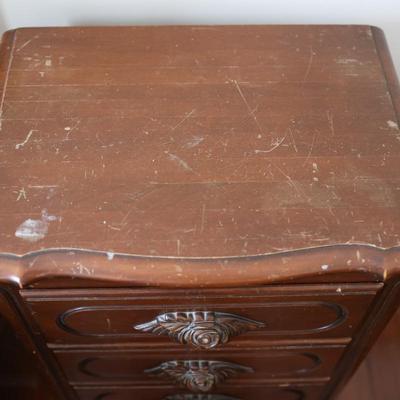 Victorian Walnut Continental Furniture Co. Solid Bed Frame and Night Stand