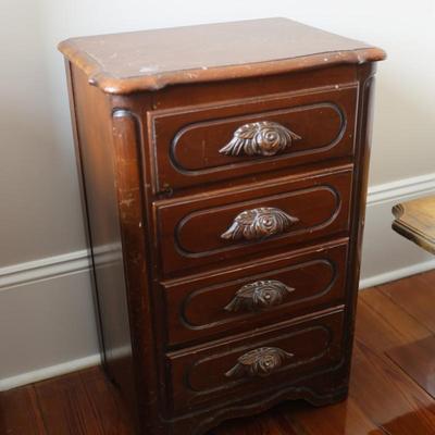Victorian Walnut Continental Furniture Co. Solid Bed Frame and Night Stand